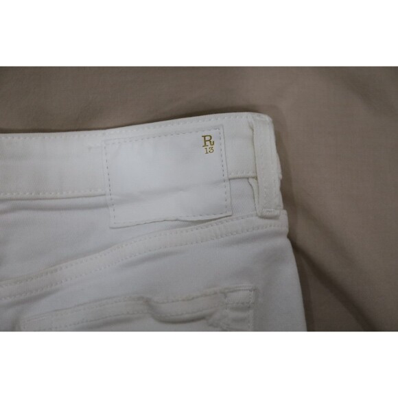 R13 Womens Size 25 Kick Crop Jeans Distressed Garret White Italy Denim Luxury - Picture 8 of 14